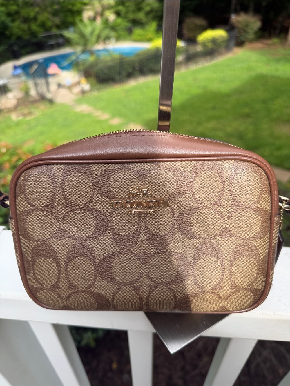 Coach Mini Jamie Camera Bag Tan Signature coated canvas with Brown Leather Trim - Picture 13 of 17